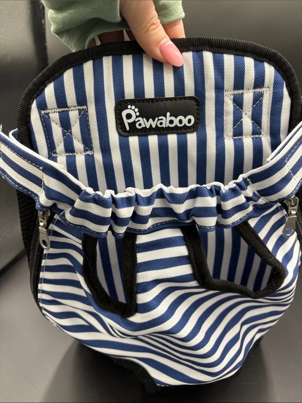Pawaboo Blue & White Striped Pet Backpack size medium